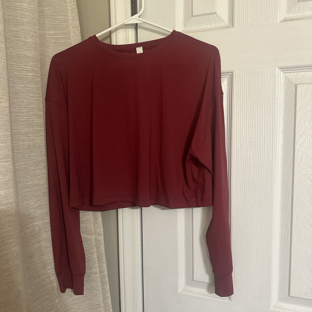 lululemon athletica Maroon Long Sleeve Crop Top
